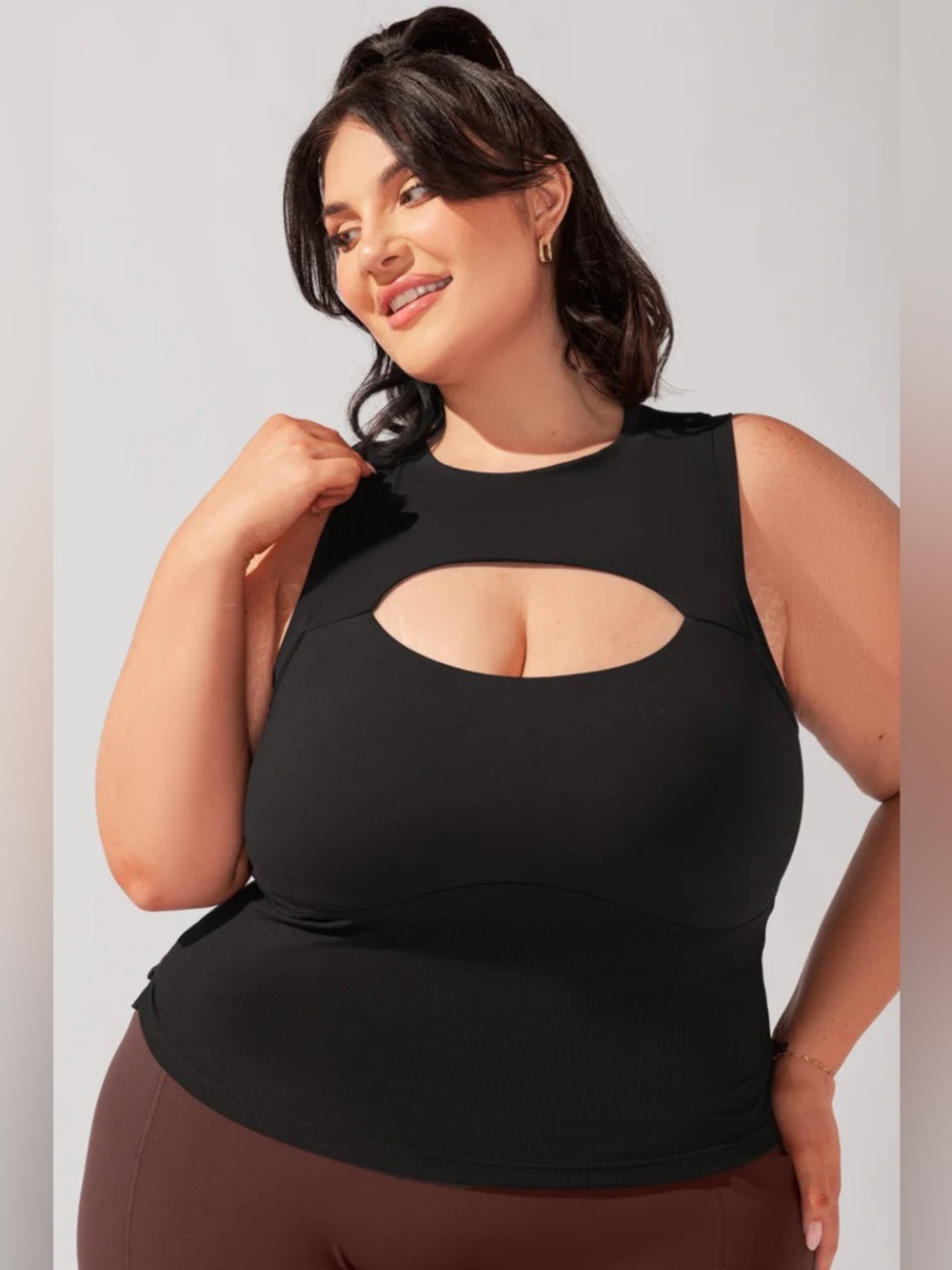 Popflex Black Peekaboo Crew Tank